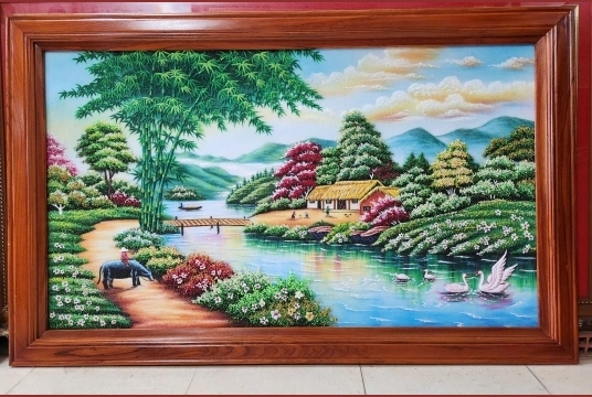 Tranh Đá Quý Làng Quê – Vẻ Đẹp Mộc Mạc Từ Thiên Nhiên và Nghệ Thuật