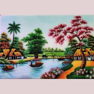 Tranh Đá Quý Đồng Quê – Vẻ Đẹp Bình Yên Từ Từng Viên Đá Thiên Nhiên