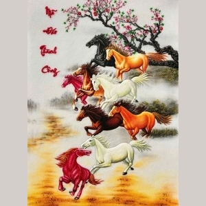 Tranh Đá Quý 9 Con Ngựa – Biểu Tượng Cửu Mã Thành Công, Tài Lộc Và Thịnh Vượng