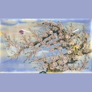 Tranh Đá Quý Hồng Đào Khai Lộc